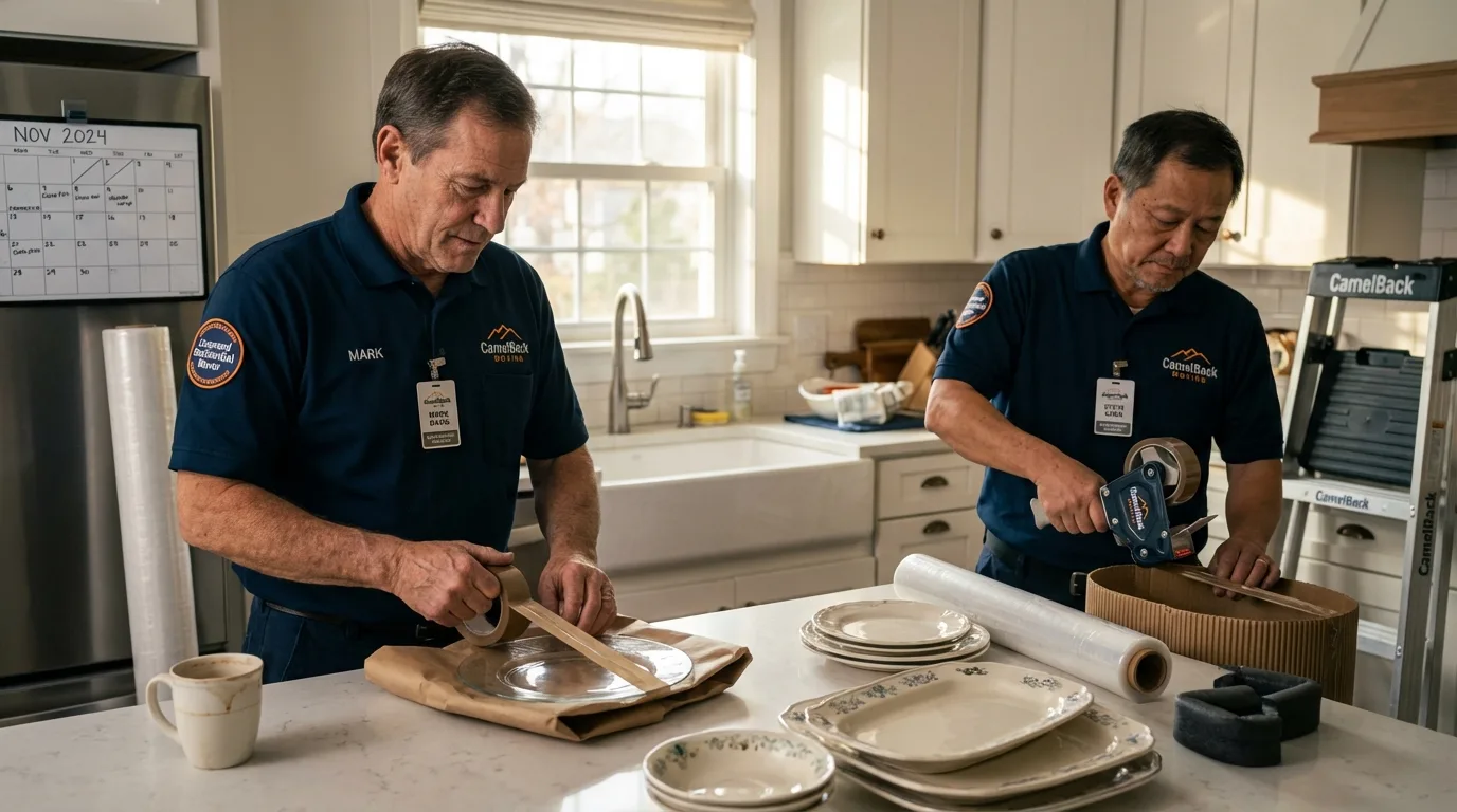 Professional crew packing kitchen dishware in Canyonville, OR